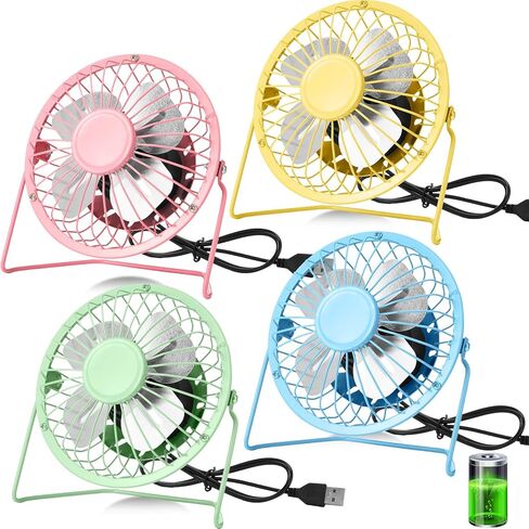 4 Pcs 4" USB Fan Powerful Quiet 360° Adjustable Rotation Desk Fan Summer Personal Small Electric Fan Ideal for Home or Office Bedroom Desk Airflow Cooling, USB Powered Only (Black) in Saudi Arabia