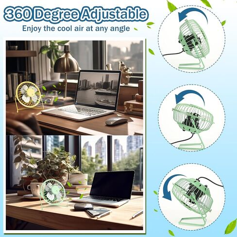 4 Pcs 4" USB Fan Powerful Quiet 360° Adjustable Rotation Desk Fan Summer Personal Small Electric Fan Ideal for Home or Office Bedroom Desk Airflow Cooling, USB Powered Only (Black) in Saudi Arabia