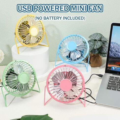 4 Pcs 4" USB Fan Powerful Quiet 360° Adjustable Rotation Desk Fan Summer Personal Small Electric Fan Ideal for Home or Office Bedroom Desk Airflow Cooling, USB Powered Only (Black) in Saudi Arabia