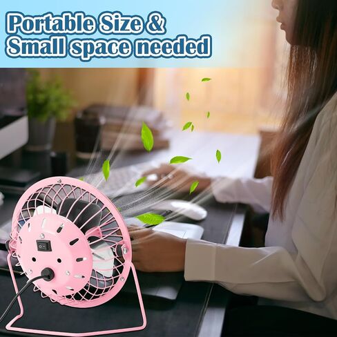 4 Pcs 4" USB Fan Powerful Quiet 360° Adjustable Rotation Desk Fan Summer Personal Small Electric Fan Ideal for Home or Office Bedroom Desk Airflow Cooling, USB Powered Only (Black) in Saudi Arabia