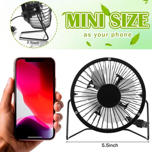 4 Pcs 4" USB Fan Powerful Quiet 360° Adjustable Rotation Desk Fan Summer Personal Small Electric Fan Ideal for Home or Office Bedroom Desk Airflow Cooling, USB Powered Only (Black) in Saudi Arabia