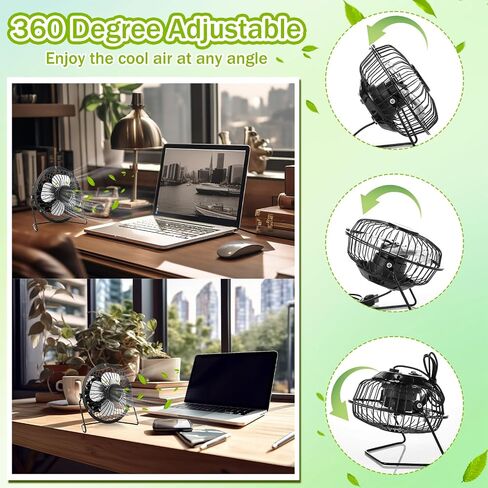 4 Pcs 4" USB Fan Powerful Quiet 360° Adjustable Rotation Desk Fan Summer Personal Small Electric Fan Ideal for Home or Office Bedroom Desk Airflow Cooling, USB Powered Only (Black) in Saudi Arabia