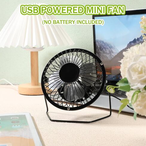 4 Pcs 4" USB Fan Powerful Quiet 360° Adjustable Rotation Desk Fan Summer Personal Small Electric Fan Ideal for Home or Office Bedroom Desk Airflow Cooling, USB Powered Only (Black) in Saudi Arabia
