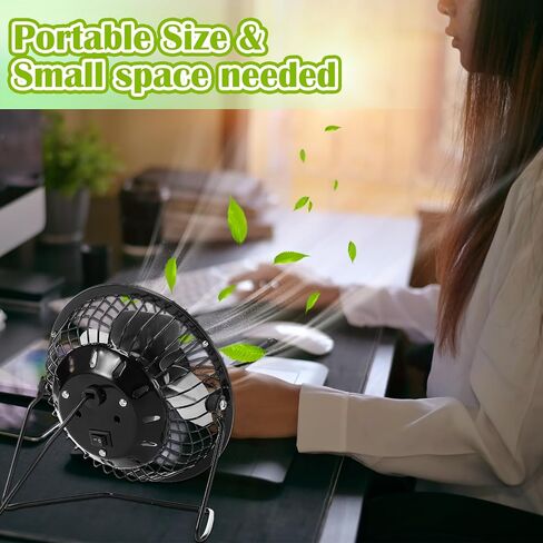 4 Pcs 4" USB Fan Powerful Quiet 360° Adjustable Rotation Desk Fan Summer Personal Small Electric Fan Ideal for Home or Office Bedroom Desk Airflow Cooling, USB Powered Only (Black) in Saudi Arabia