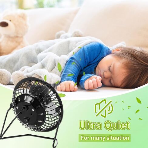 4 Pcs 4" USB Fan Powerful Quiet 360° Adjustable Rotation Desk Fan Summer Personal Small Electric Fan Ideal for Home or Office Bedroom Desk Airflow Cooling, USB Powered Only (Black) in Saudi Arabia