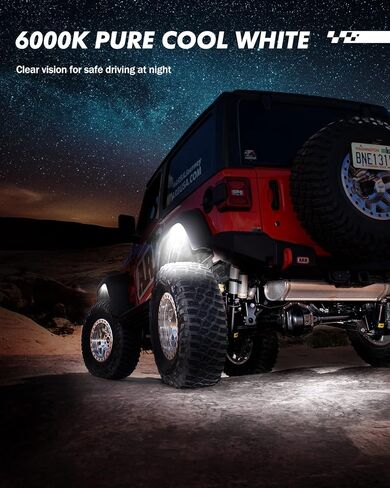 SEALIGHT RGBW Rock Lights for Trucks, 4 Pods Music and Velocity Mode Underglow LED Lighting Kit, Bluetooth APP and Wireless Remote Double Controls, Multicolor Neon Lights Under Off Road Jeep ATV UTV in Kuwait