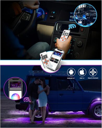 SEALIGHT RGBW Rock Lights for Trucks, 4 Pods Music and Velocity Mode Underglow LED Lighting Kit, Bluetooth APP and Wireless Remote Double Controls, Multicolor Neon Lights Under Off Road Jeep ATV UTV in Kuwait