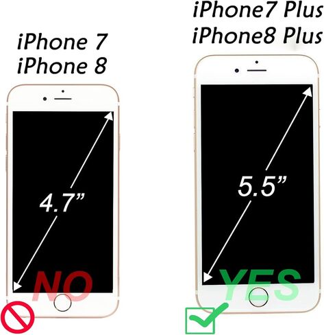 حافظة Arae لهاتف iPhone 7 Plus/iPhone 8 Plus، حافظة محفظة من جلد البولي يوريثان الفاخر مع مسند وغطاء قلاب لهاتف iPhone 7 Plus (2016) / iPhone 8 Plus (2017) 5.5 بوصة، ذهبي وردي in Kuwait