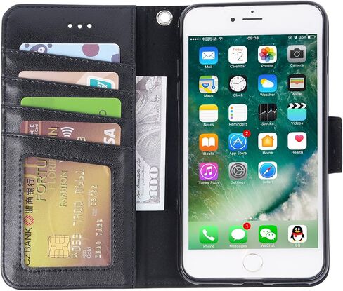 حافظة Arae لهاتف iPhone 7 Plus/iPhone 8 Plus، حافظة محفظة من جلد البولي يوريثان الفاخر مع مسند وغطاء قلاب لهاتف iPhone 7 Plus (2016) / iPhone 8 Plus (2017) 5.5 بوصة، ذهبي وردي in Kuwait