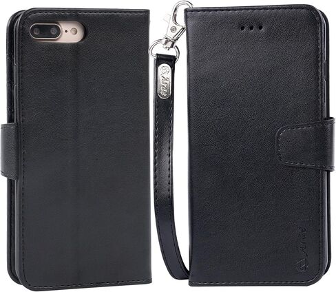 حافظة Arae لهاتف iPhone 7 Plus/iPhone 8 Plus، حافظة محفظة من جلد البولي يوريثان الفاخر مع مسند وغطاء قلاب لهاتف iPhone 7 Plus (2016) / iPhone 8 Plus (2017) 5.5 بوصة، ذهبي وردي in Kuwait