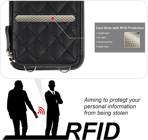 Bocasal Crossbody Wallet Case for iPhone 15, RFID Blocking PU Leather Zipper Handbag Purse Flip Cover, Kickstand Folio Case with Card Slots Holder Wrist Strap Lanyard 5G 6.1 Inch (Black) in Saudi Arabia