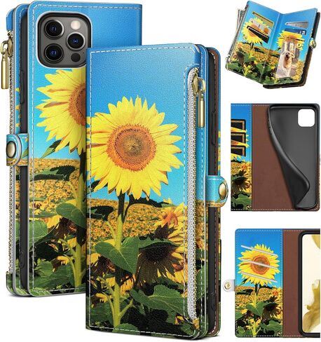 حافظة XcaseBar لهاتف iPhone 15 Pro Max مقاس 6.7 بوصة مزودة بسحاب حامل بطاقة الائتمان RFID، غطاء حماية مضاد للصدمات من جلد البولي يوريثان للنساء والرجال Apple 15 ProMax، أحمر خمري in Kuwait