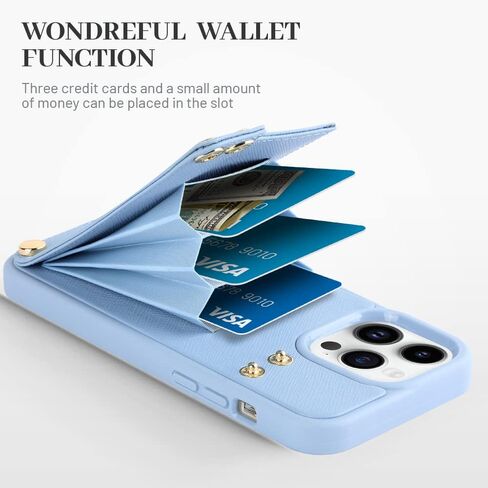 LAMEEKU Wallet Case Compatible with iPhone 13, Case with Card Holder, RFID Blocking Leather Cover 360°Rotation Ring Kickstand Protective Bumper Designed for Apple iPhone 13 6.1'' (2021) Beige in Saudi Arabia