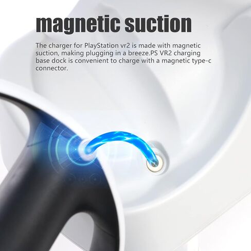 محطة شحن وحدة التحكم PSVR2، حامل شحن وتخزين VR2 لوحدة تحكم Playstation VR2 مع مؤشر LED، 2 مشبك مغناطيسي وكابل من النوع C in Kuwait
