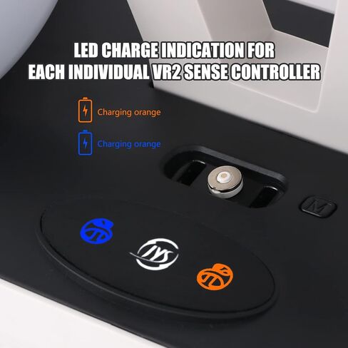 محطة شحن وحدة التحكم PSVR2 مع ضوء RGB، قاعدة شحن مزدوجة سريعة مع مؤشر LED، حامل عرض سماعة الرأس وحامل وحدة التحكم، موصل مغناطيسي، كابل USB إلى النوع C in Kuwait