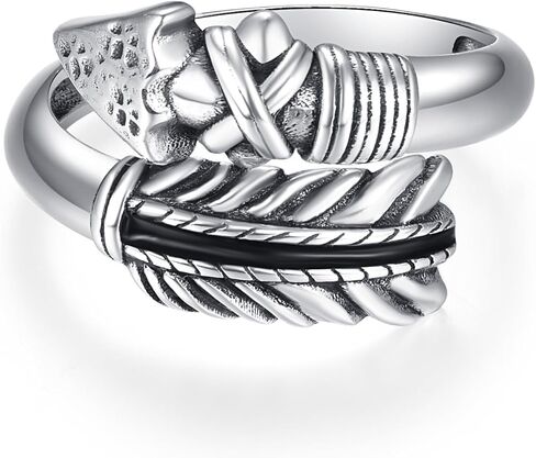 ADMETUS السهم الدائري فضة خواتم الرجال قابل للتعديل خواتم القوس والسهم خواتم السهم مجوهرات هدايا للرجال in Kuwait