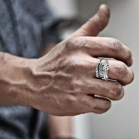 ADMETUS السهم الدائري فضة خواتم الرجال قابل للتعديل خواتم القوس والسهم خواتم السهم مجوهرات هدايا للرجال in Kuwait