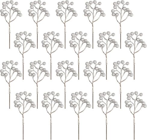 Fangoo 20 Pack 7 Inch Burgundy Red Berry Picks for Christmas Tree Branches Decorations for Home Holly Berries for Crafts Winter Holiday Wedding Decor in Saudi Arabia