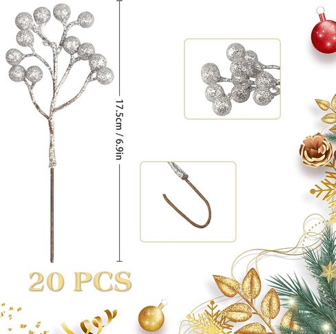 Fangoo 20 Pack 7 Inch Burgundy Red Berry Picks for Christmas Tree Branches Decorations for Home Holly Berries for Crafts Winter Holiday Wedding Decor in Saudi Arabia