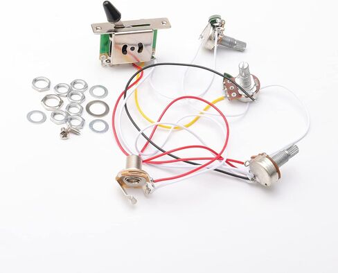 Electric Guitar Prewired Wiring Harness 5 Way Switch B500k A500k Pots 2 Tone Control Knobs with Jack in Saudi Arabia