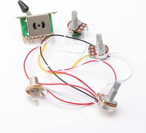Electric Guitar Prewired Wiring Harness 5 Way Switch B500k A500k Pots 2 Tone Control Knobs with Jack in Saudi Arabia
