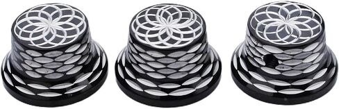 Guyker Top Hat Guitar Bass Potentiometer Control Knobs 6mm Dia. Shaft Pots - 3Pcs Stainless Steel Bell Cap Speed Tone Volume Top Lotus Flower Pattern Knob Replacement Parts - Black in Saudi Arabia