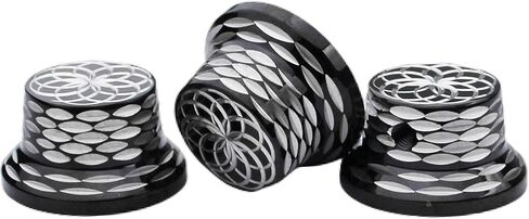 Guyker Top Hat Guitar Bass Potentiometer Control Knobs 6mm Dia. Shaft Pots - 3Pcs Stainless Steel Bell Cap Speed Tone Volume Top Lotus Flower Pattern Knob Replacement Parts - Black in Saudi Arabia