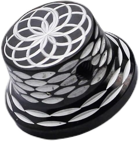 Guyker Top Hat Guitar Bass Potentiometer Control Knobs 6mm Dia. Shaft Pots - 3Pcs Stainless Steel Bell Cap Speed Tone Volume Top Lotus Flower Pattern Knob Replacement Parts - Black in Saudi Arabia