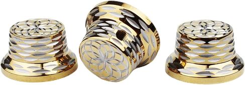 Guyker Top Hat Guitar Bass Potentiometer Control Knobs 6mm Dia. Shaft Pots - 3Pcs Stainless Steel Bell Cap Speed Tone Volume Top Lotus Flower Pattern Knob Replacement Parts - Black in Saudi Arabia