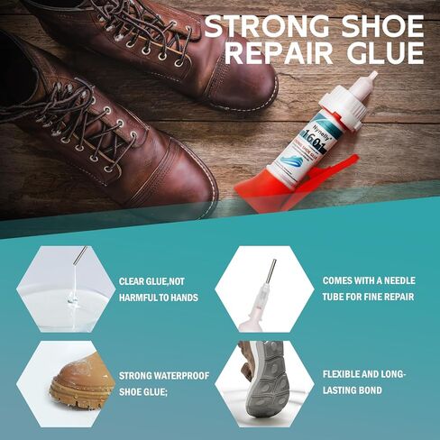 إصلاح نعل غراء الأحذية من Nynelly، لاصق إصلاح غراء الأحذية الشفاف، مجموعة غراء قوية لإصلاح الأحذية المقاومة للماء، غراء التمهيد للأحذية الرياضية وحقائب اليد الجلدية لإصلاح نعال الكعب in Kuwait