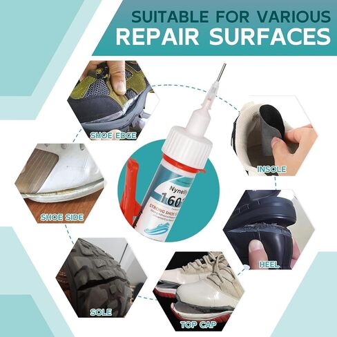 إصلاح نعل غراء الأحذية من Nynelly، لاصق إصلاح غراء الأحذية الشفاف، مجموعة غراء قوية لإصلاح الأحذية المقاومة للماء، غراء التمهيد للأحذية الرياضية وحقائب اليد الجلدية لإصلاح نعال الكعب in Kuwait