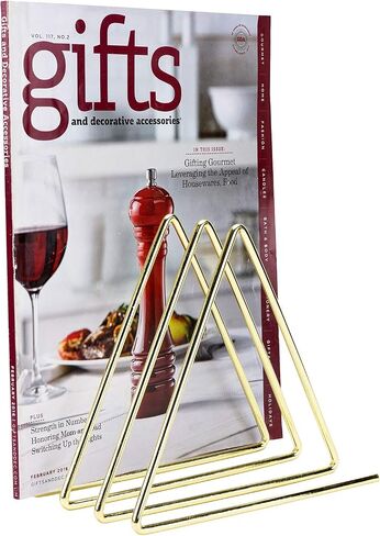 حامل مجلات سلكي معدني ذهبي اللون من MyGift، منظم مستندات البريد ومجلد الملفات بتصميم ثلاثي مع 3 فتحات in Saudi Arabia