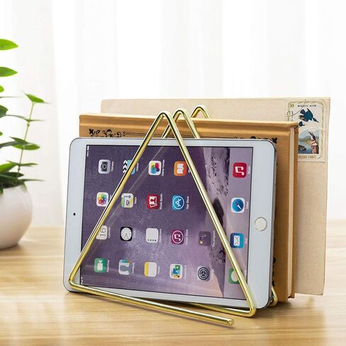 حامل مجلات سلكي معدني ذهبي اللون من MyGift، منظم مستندات البريد ومجلد الملفات بتصميم ثلاثي مع 3 فتحات in Saudi Arabia