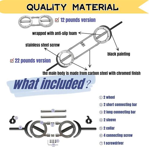جهاز حرق الأثقال العالمي 4 في 1 من فيتي، بكرات آب، الدمبل، بار التمرين المتقاطع، معدات اللياقة البدنية المنزلية لتدريب الأثقال وتمارين الجسم بالكامل (12/22 رطل) in Kuwait