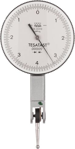 TESA Brown & Sharpe 18.20013 مؤشر اختبار الاتصال الهاتفي العلوي، قرص أبيض، خيط M1.4 × 0.3، قطر جذعي 0.0787 بوصة، قراءة 0-4-0، قطر قرص 1.5 بوصة، نطاق 0 بوصة - 0.008 بوصة، درجة 0.00005 بوصة، + /-0.0001" Accu in Kuwait