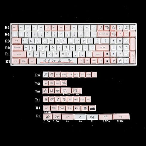 YMDK 139 Shiba Inu MDA Profile Dye Sub Keycaps Ergonomic Thick PBT Keycap Set for TKL GK61 64 68 75 87 96 104 GMMK MX Keyboard in Kuwait