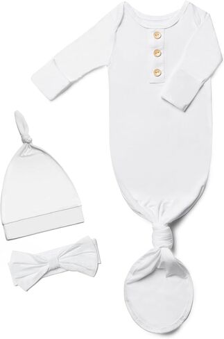 مجموعة فساتين معقودة فائقة النعومة لحديثي الولادة مع قبعة وفيونكة وقفازات - مثالية للأولاد والبنات حديثي الولادة in Kuwait