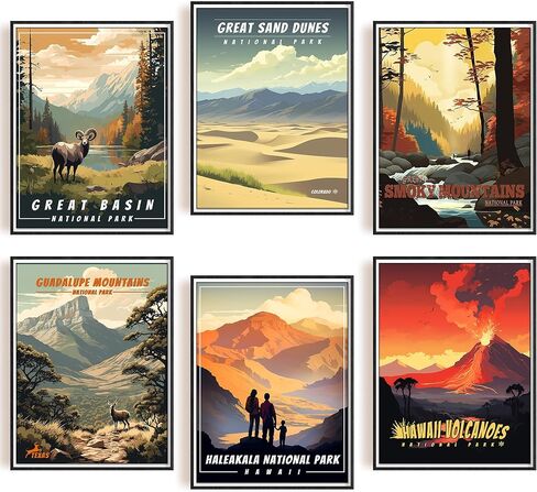 SHOXREM Abstract National Park Wall Art: Travel Posters Collection - Showcasing America's Wilderness, 8" W x 10" H (Style F) in Kuwait