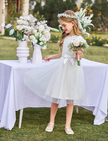 Arshiner Girls Dress Tutu Fluffy Summer Dresses Belted Wedding Party Flower Girls' Dress Size 3-11 Years in Saudi Arabia