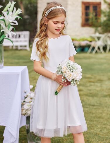 Arshiner Girls Dress Tutu Fluffy Summer Dresses Belted Wedding Party Flower Girls' Dress Size 3-11 Years in Saudi Arabia