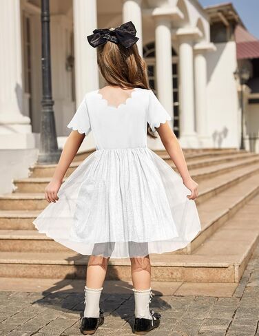 Arshiner Girls Dress Tutu Fluffy Summer Dresses Belted Wedding Party Flower Girls' Dress Size 3-11 Years in Saudi Arabia