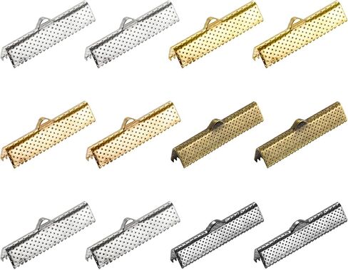 uxcell 60Pcs Ribbon Crimp Clamp Ends, 30mm Bookmark Pinch Cord End Clasps for DIY Craft Making, 6 Assorted Colors in Saudi Arabia