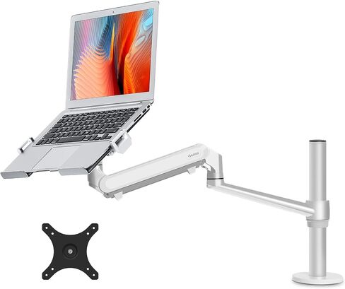 Viozon Monitor/Laptop Mount, Single Gas Spring Arm Desk Stand/Holder for 17-32" Computer Monitor, Extra Laptop Tray Fits 12-17" Laptops/Notebook(1S-Prob) in Saudi Arabia