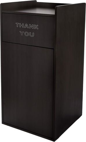 Alpine Industries 40 Gallon Wood Trash Can - Large Indoor Receptacle Enclosure with Drop Hole and Tray Shelf - Great for Restaurants, Cafeterias, Food Courts (Black) in Saudi Arabia