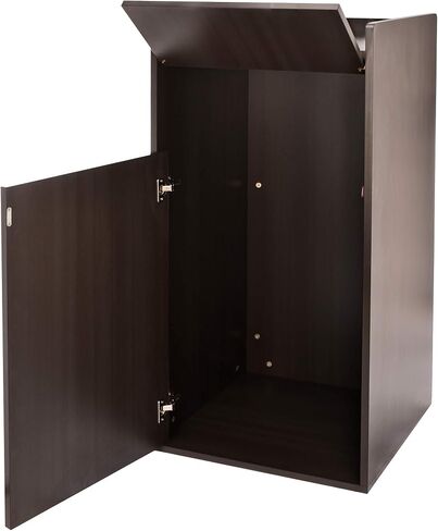 Alpine Industries 40 Gallon Wood Trash Can - Large Indoor Receptacle Enclosure with Drop Hole and Tray Shelf - Great for Restaurants, Cafeterias, Food Courts (Black) in Saudi Arabia