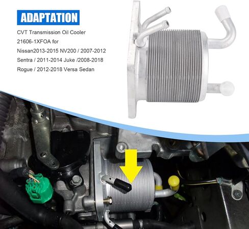 مبرد زيت ناقل الحركة CVT المحسن متوافق مع Nissan 2007-2012 Sentra / 2011-2014 Juke / 2008-2018 Rogue / 2012-2018 Versa Sedan 21606-1XF0A 4 منافذ بواسطة 3 مرايا in Saudi Arabia