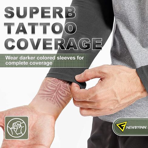 Newbyinn UV Sun Protection Arm Sleeves for Men Women Youth, Tattoo Cover Up, Cooling Compression Sports Sleeve to Cover Arms in Saudi Arabia