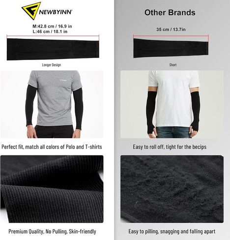 Newbyinn UV Sun Protection Arm Sleeves for Men Women Youth, Tattoo Cover Up, Cooling Compression Sports Sleeve to Cover Arms in Saudi Arabia