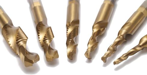 HSS4341 (M3-M10) 1/4 Drill Bit and Tap Drill Bit Set, Hole Opening, Tapping, Chamfering, Deburring Integrated Drill, Titanium-Plated Drill Bit Tool Set（7pack） in Saudi Arabia