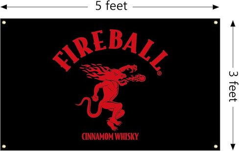Fireball Cinnamon Whiskey Embroidered Nylon Flag With Four Brass Locks 3' x 5' in Saudi Arabia